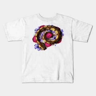 Ball Python in Flowers Kids T-Shirt